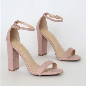 Lulu’s Blush Suede Ankle Strap Heels (NEW)